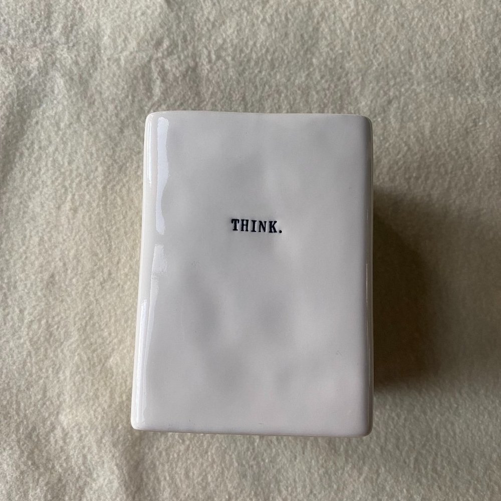 RAE DUNN WHITE THINK SQUARE PENCIL HOLDER